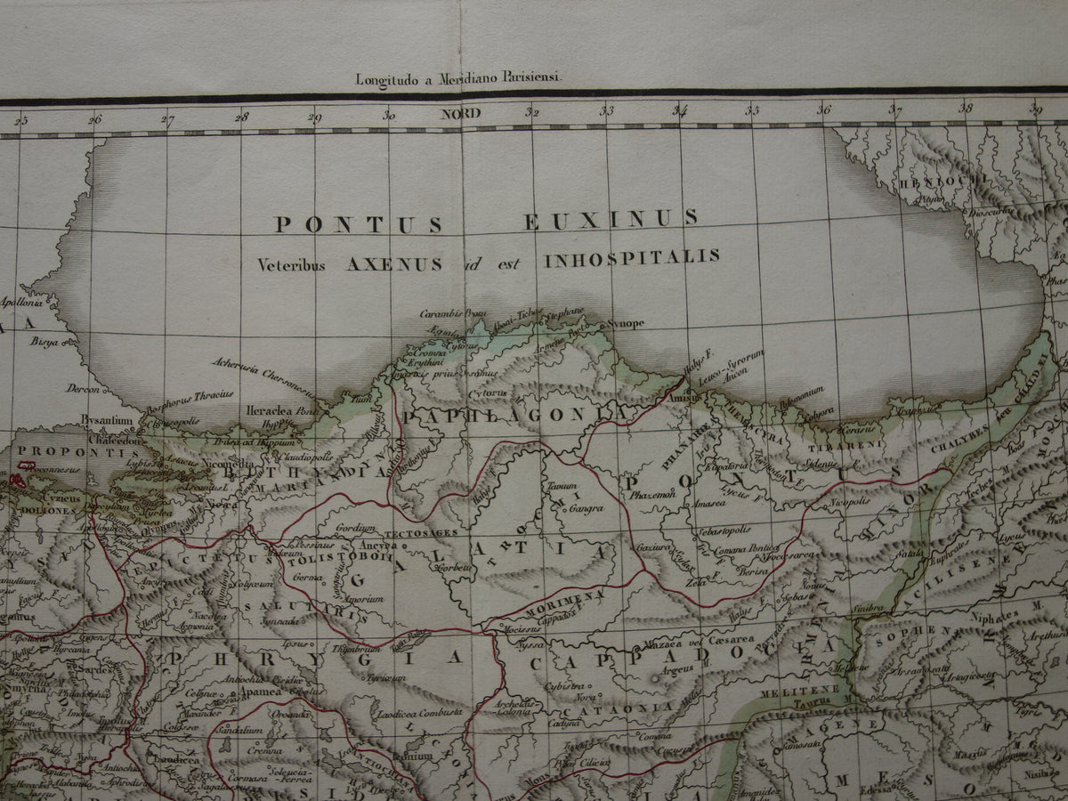 Asia Minor old map of Asia Minor in classical antiquity from 1832 - original antique hand-colored map Turkey