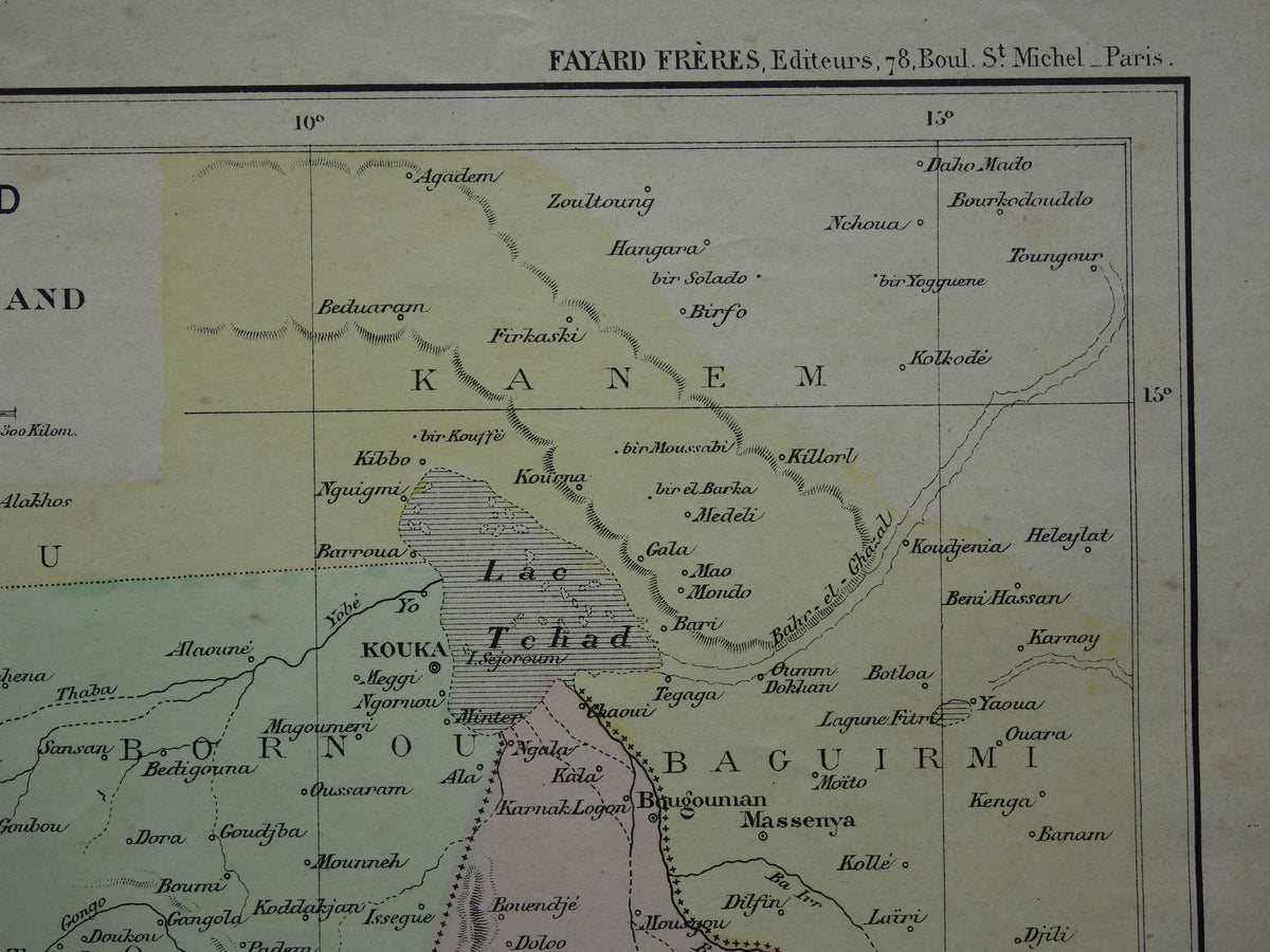 Old map of German Cameroon 1896 original antique map Lake Chad Africa vintage maps Chad Lake Chad