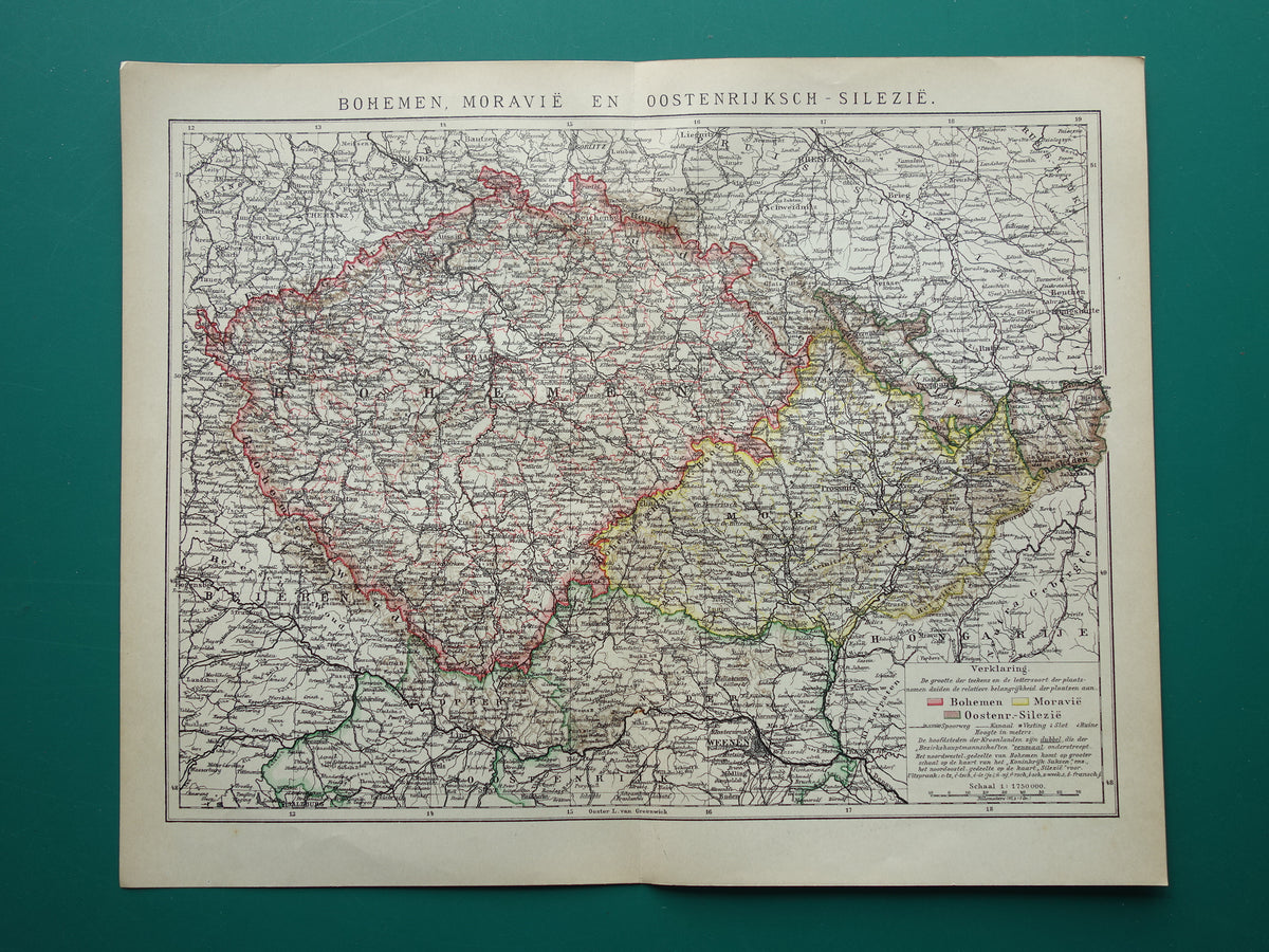 CZECH REPUBLIC old Dutch map of Czechia original vintage map of Bohemia and Moravia