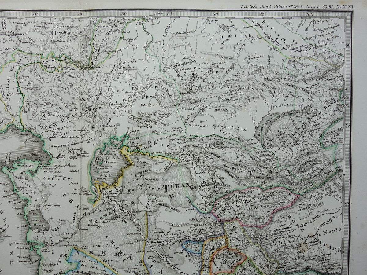 Iran Persia antique map from 1868 original old map Turan Hormuz Caspian Sea