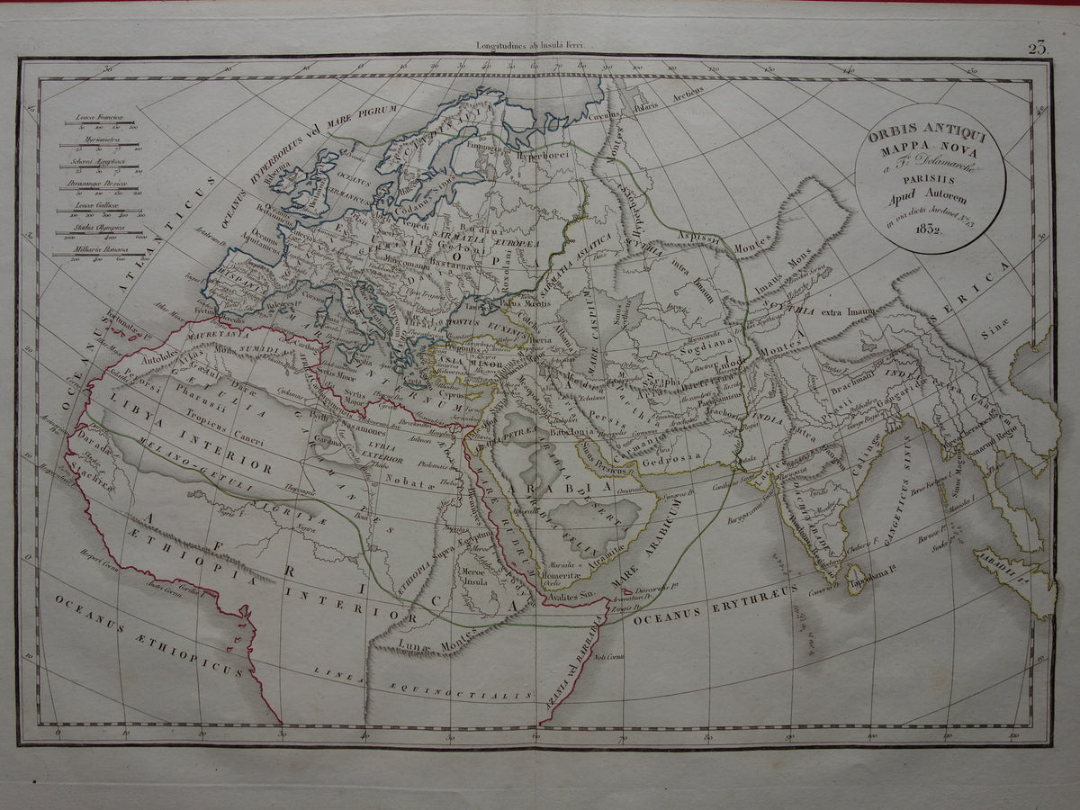Ptolemy old world map from 1832 map of the classical world original antique hand-colored map with date history map