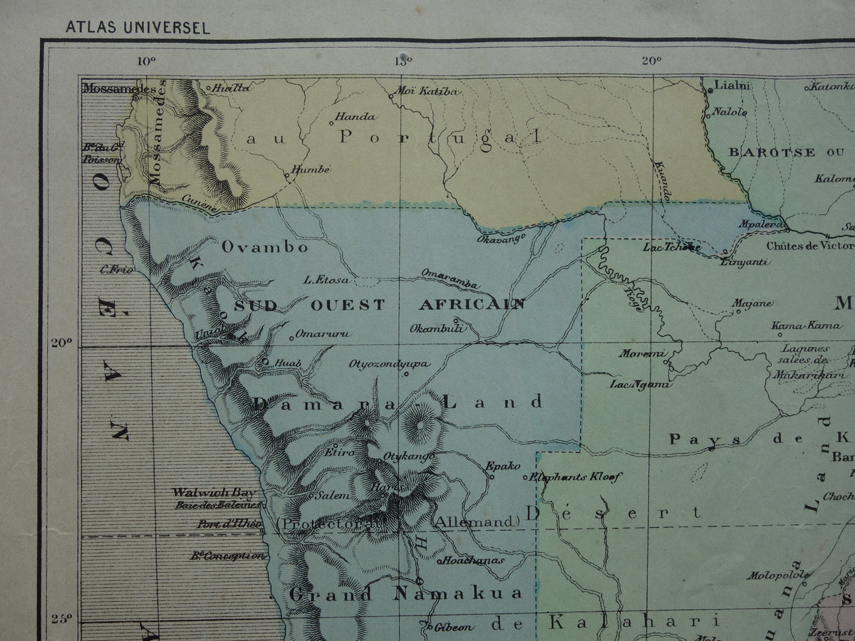 SOUTH AFRICA Old map of South Africa from 1896 antique hand-colored map Cape Colony Transvaal