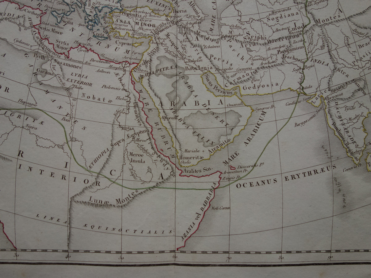 Ptolemy old world map from 1832 map of the classical world original antique hand-colored map with date history map