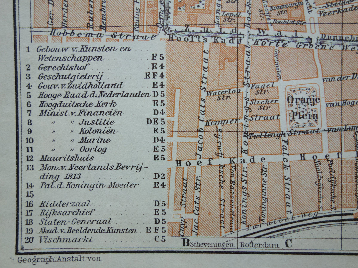 THE HAGUE old map of The Hague from 1904 small original antique map vintage map