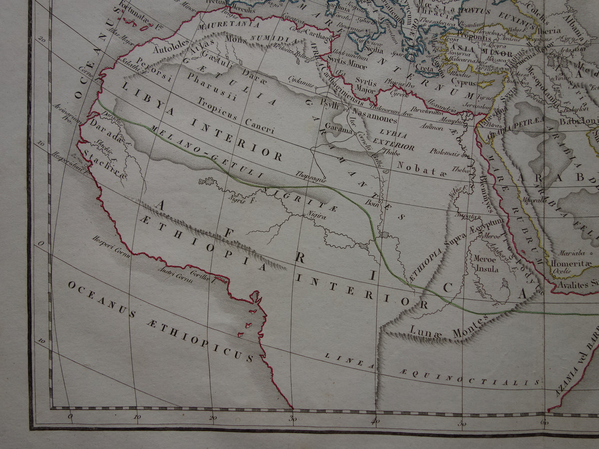Ptolemy old world map from 1832 map of the classical world original antique hand-colored map with date history map