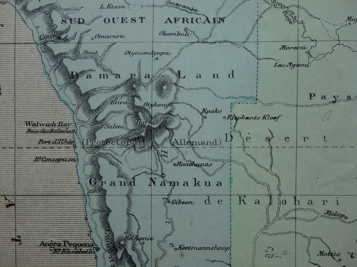 SOUTH AFRICA Old map of South Africa from 1896 antique hand-colored map Cape Colony Transvaal
