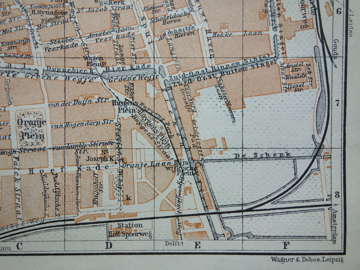THE HAGUE old map of The Hague from 1904 small original antique map vintage map