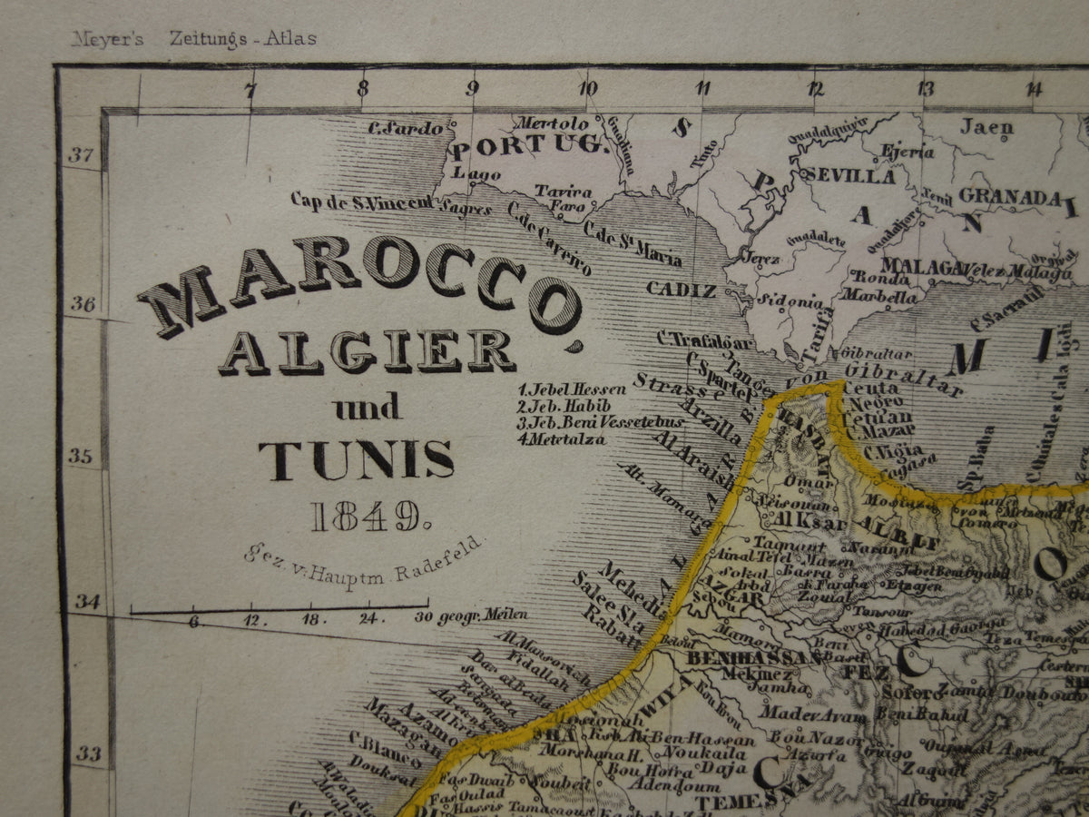 MAROKKO oude kaart van Marokko Algerije en Tunesië 1849 originele antieke landkaart Algiers Constantine en Marakesh plattegrond