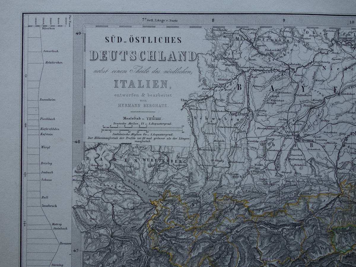 AUSTRIA old map of Austria with Slovenia and Venice in 1872 Antique large hand-colored map Vienna Graz Tyrol