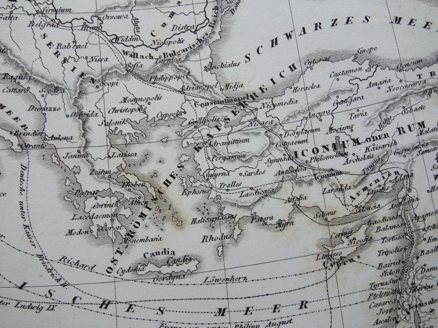 Antique Map of EUROPE During Crusades 175+ Year Old Map of Continent from 1849 - Original Vintage Historical Maps