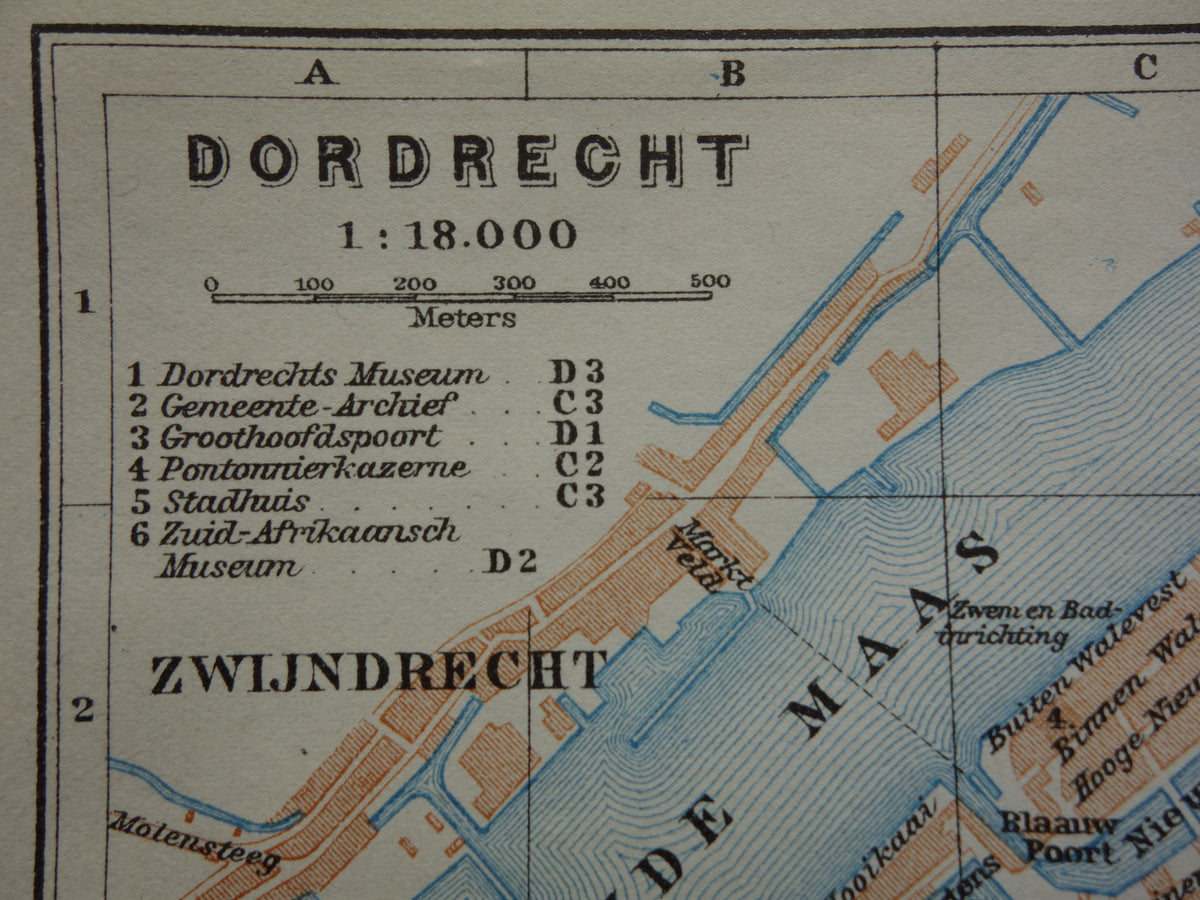 DORDRECHT old map of Dordrecht from 1914 small original antique map Netherlands