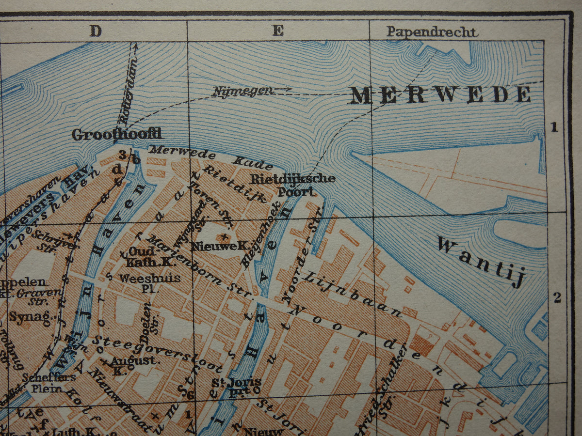 DORDRECHT old map of Dordrecht from 1914 small original antique map Netherlands