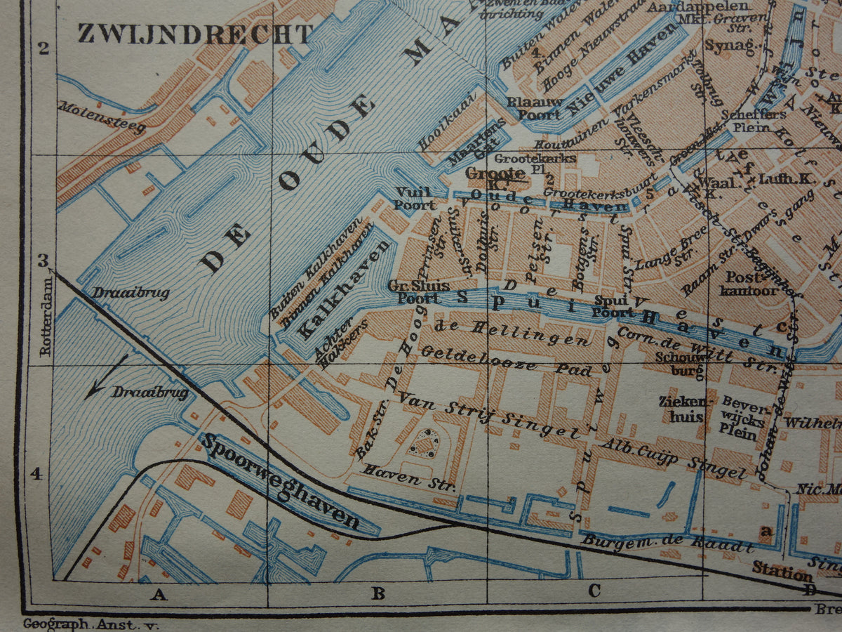 DORDRECHT old map of Dordrecht from 1914 small original antique map Netherlands