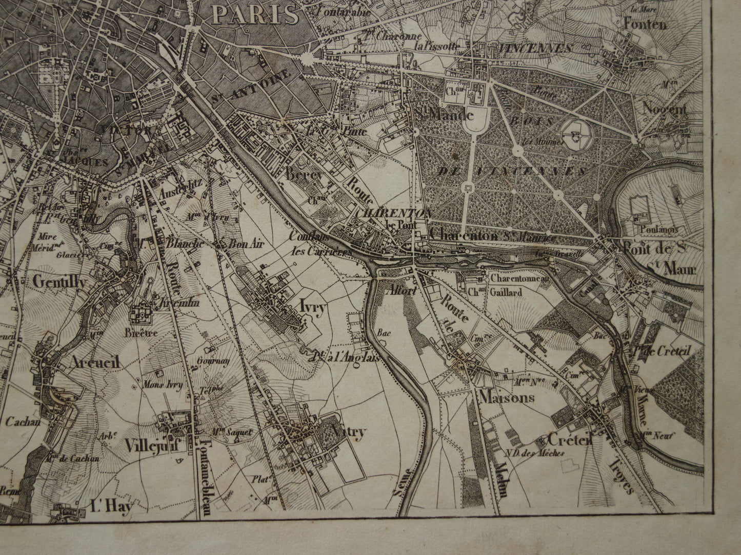 PARIS Old Map of Paris France - Original 170+ year old map