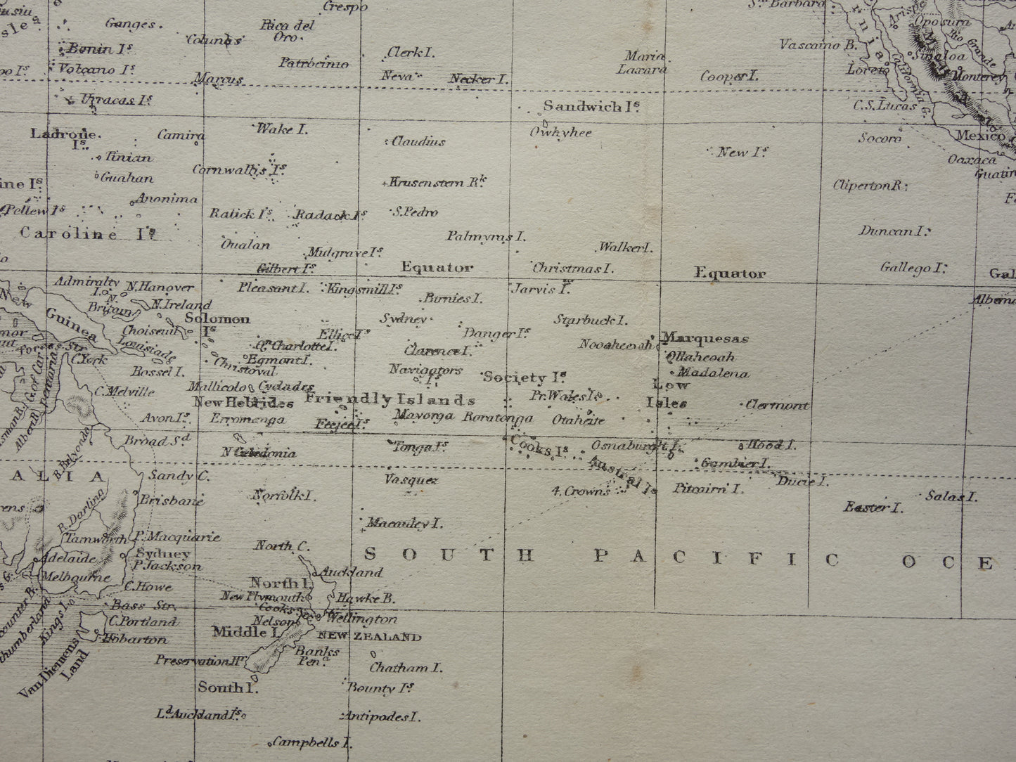 WERELDKAART vintage landkaart van de Wereld uit 1860 Originele antieke Engelse kaart