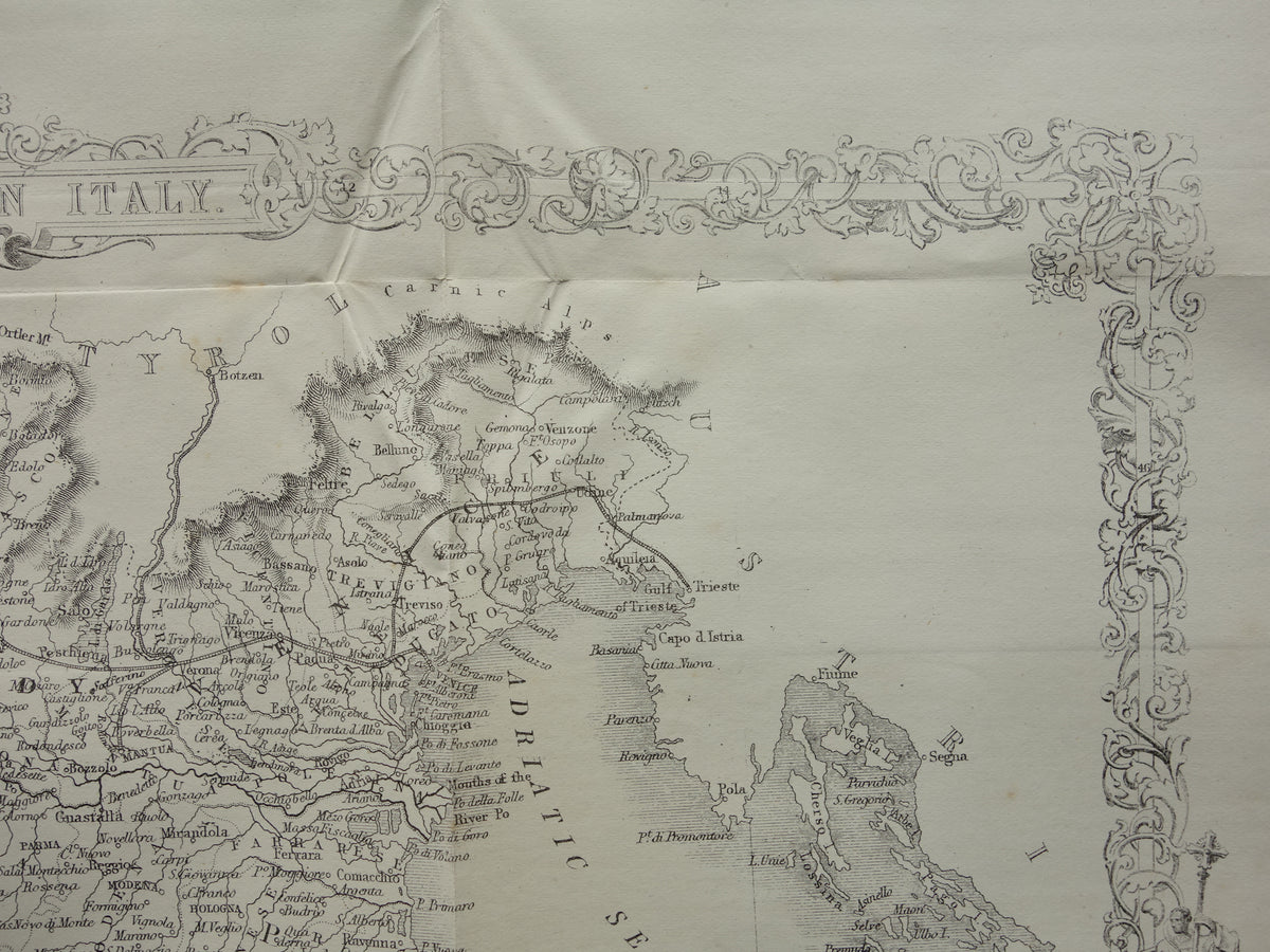 NORTHERN ITALY antique map from 1860 by John Rapkin