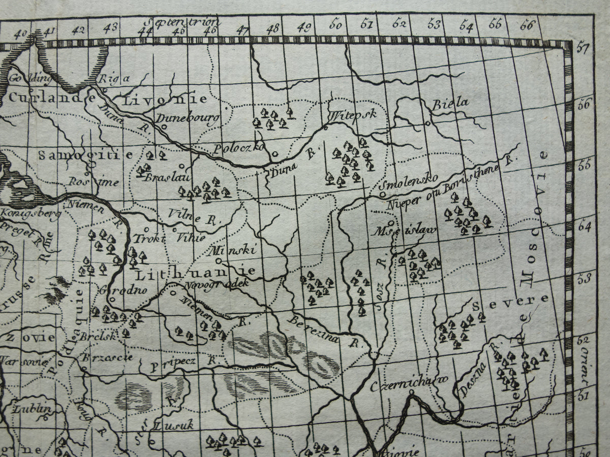 260+ jaar oude kaart van Polen 1759 originele antieke kaart Polen klein formaat