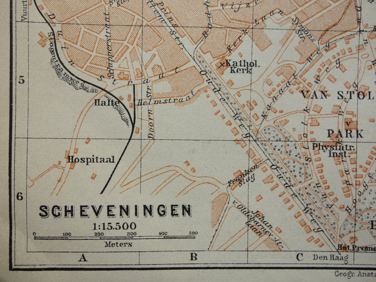SCHEVENINGEN alter Stadtplan von Scheveningen von 1910 kleine originale antike Karte Niederlande