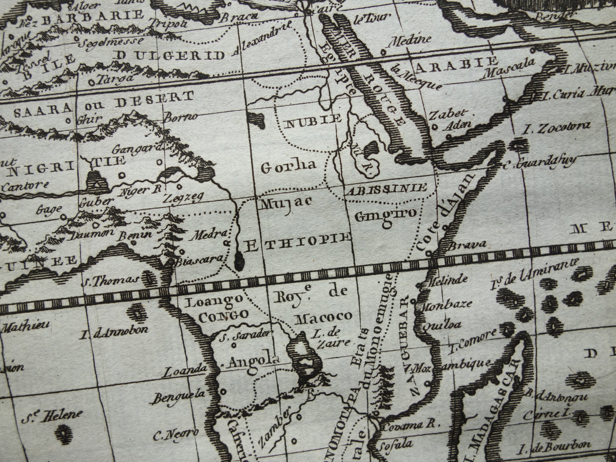 260+ jaar oude kaart van Afrika 1759 originele antieke kaart Afrika continent klein formaat