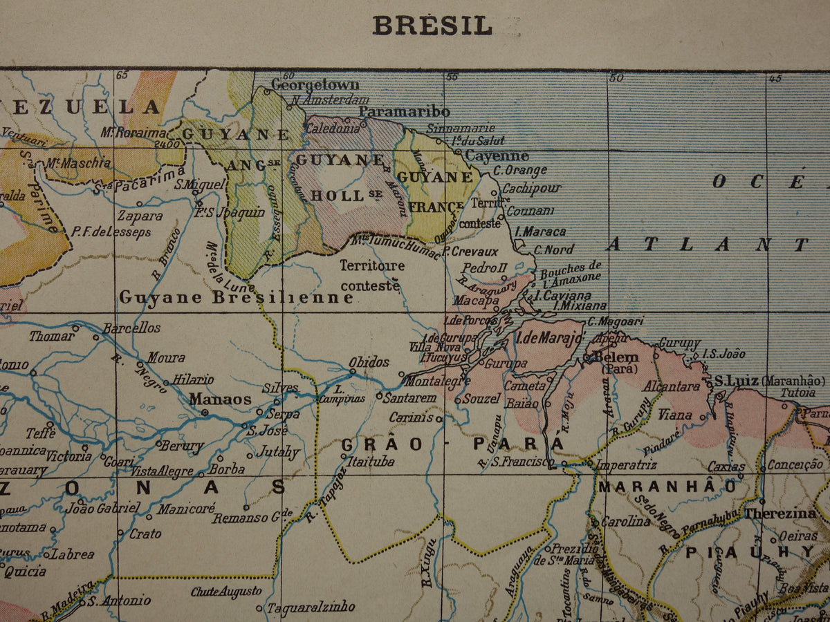 BRAZIL Old map of Brazil from 1902 Original antique map vintage print Rio de Janeiro