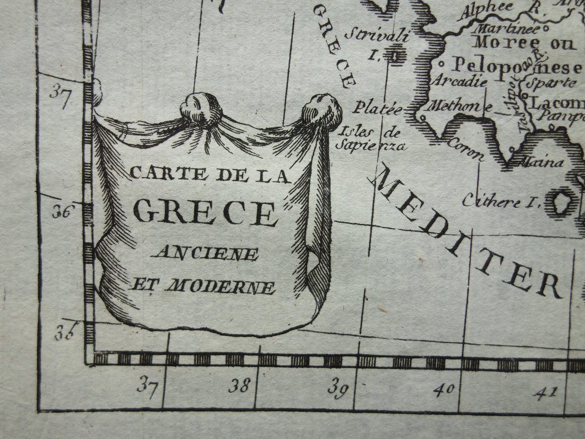 260+ jaar oude kaart van Griekenland 1759 originele antieke kaart Griekenland klein formaat