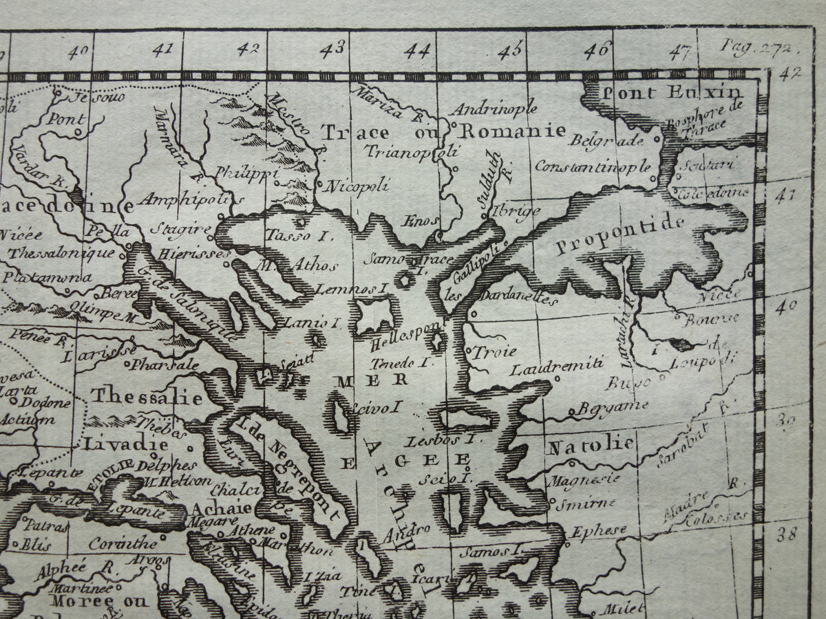 260+ jaar oude kaart van Griekenland 1759 originele antieke kaart Griekenland klein formaat