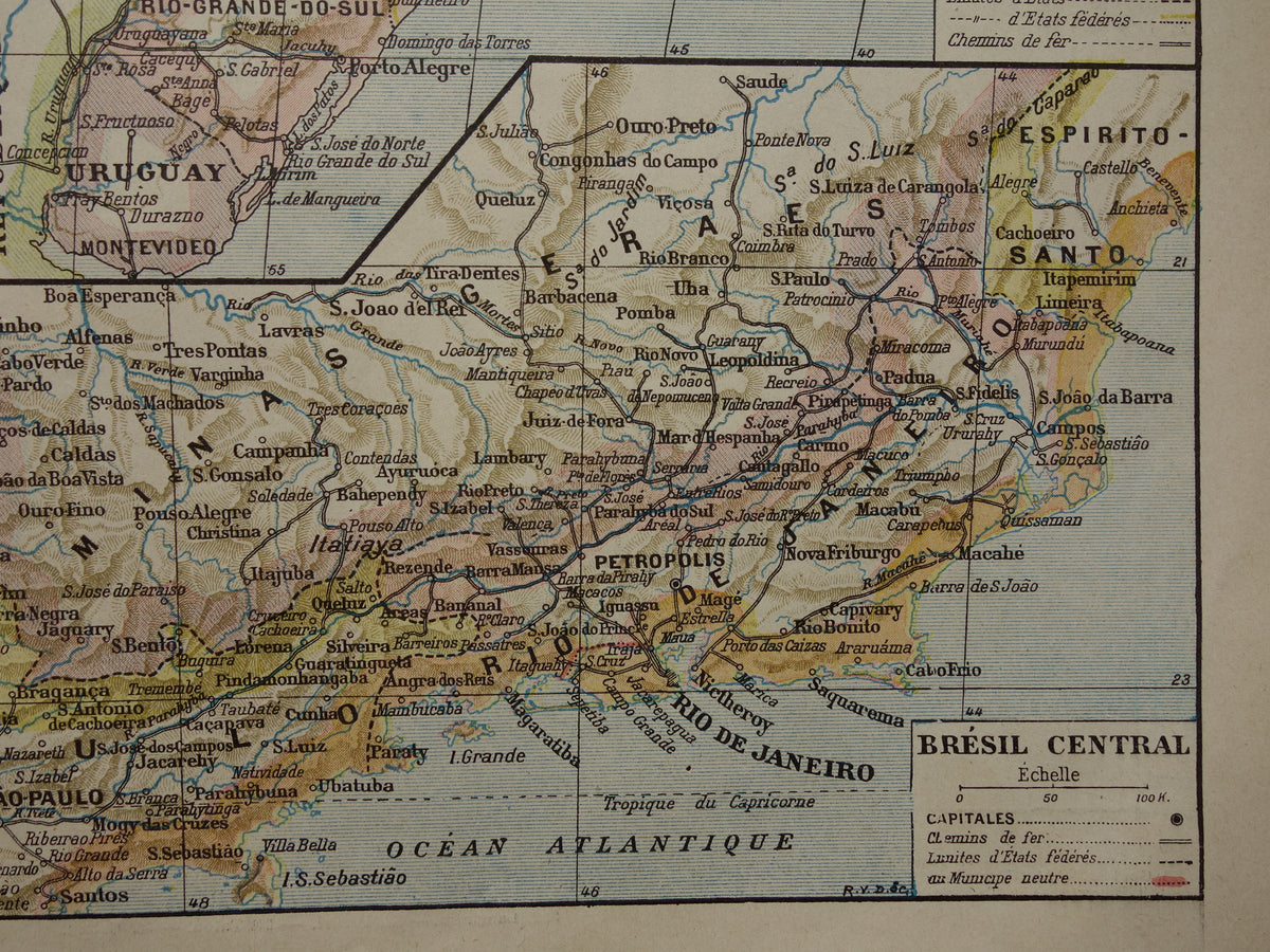 BRAZIL Old map of Brazil from 1902 Original antique map vintage print Rio de Janeiro