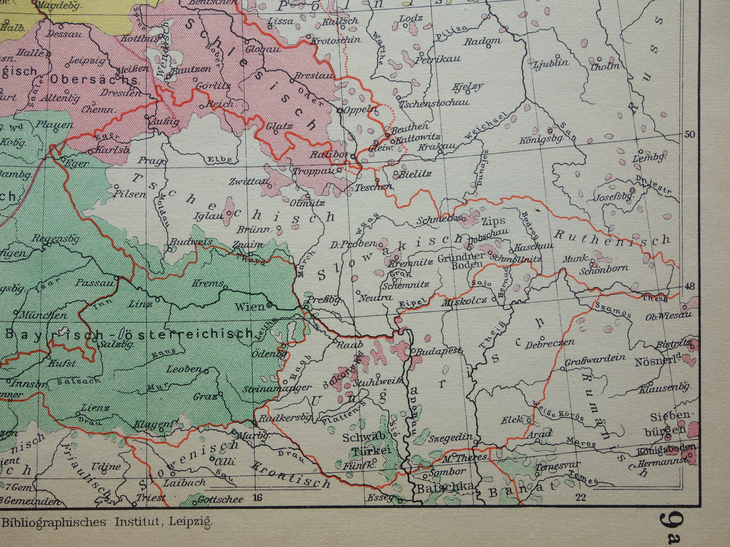 DUITSLAND oude taalkundige kaart van Duitse dialecten - kleine originele vintage landkkaart uit 1928 van het Duitse rijk dialect - taalkaart Hoogduits Nederduits