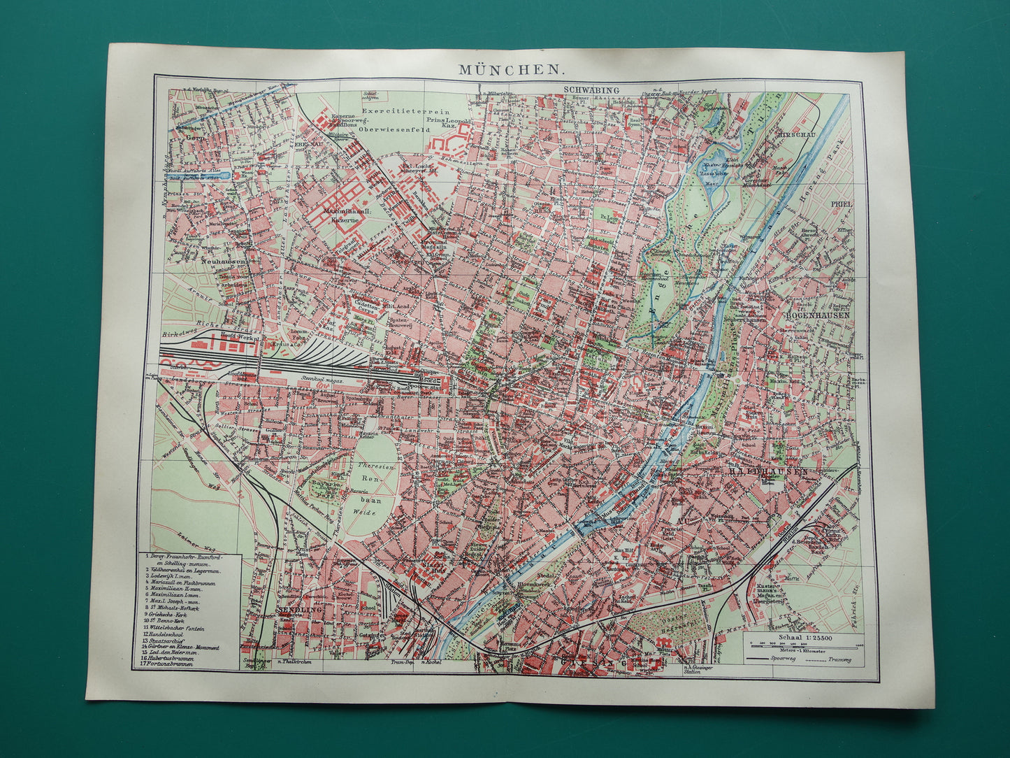 Munich antique map 100+ year old map of Munich Bavaria Germany from 1921 original vintage historical maps