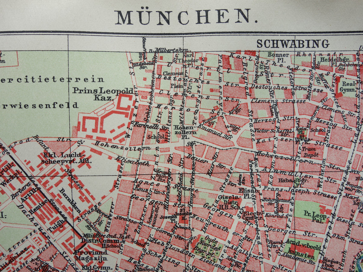 Munich antique map 100+ year old map of Munich Bavaria Germany from 1921 original vintage historical maps