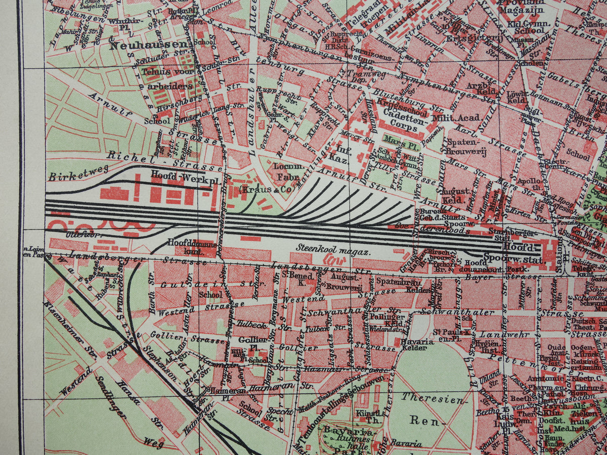 Munich antique map 100+ year old map of Munich Bavaria Germany from 1921 original vintage historical maps