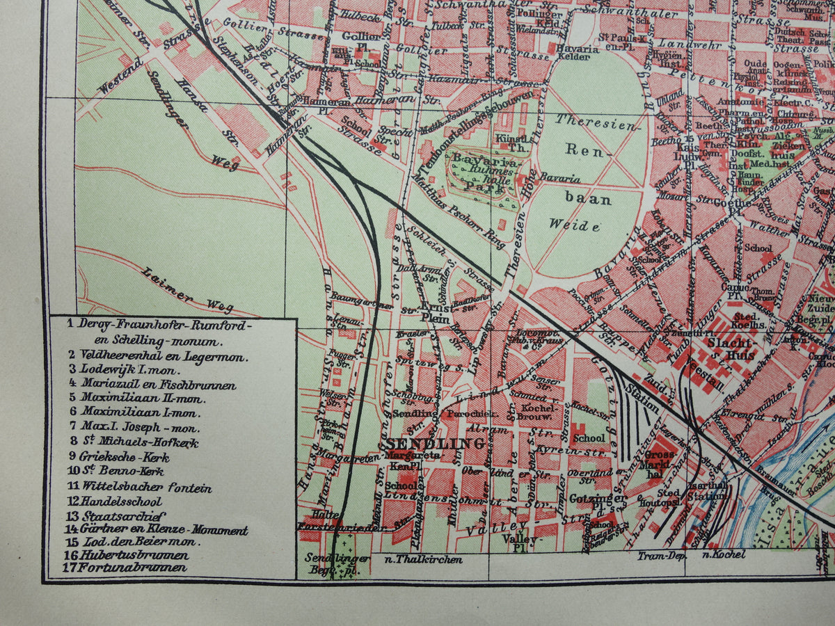 Munich antique map 100+ year old map of Munich Bavaria Germany from 1921 original vintage historical maps