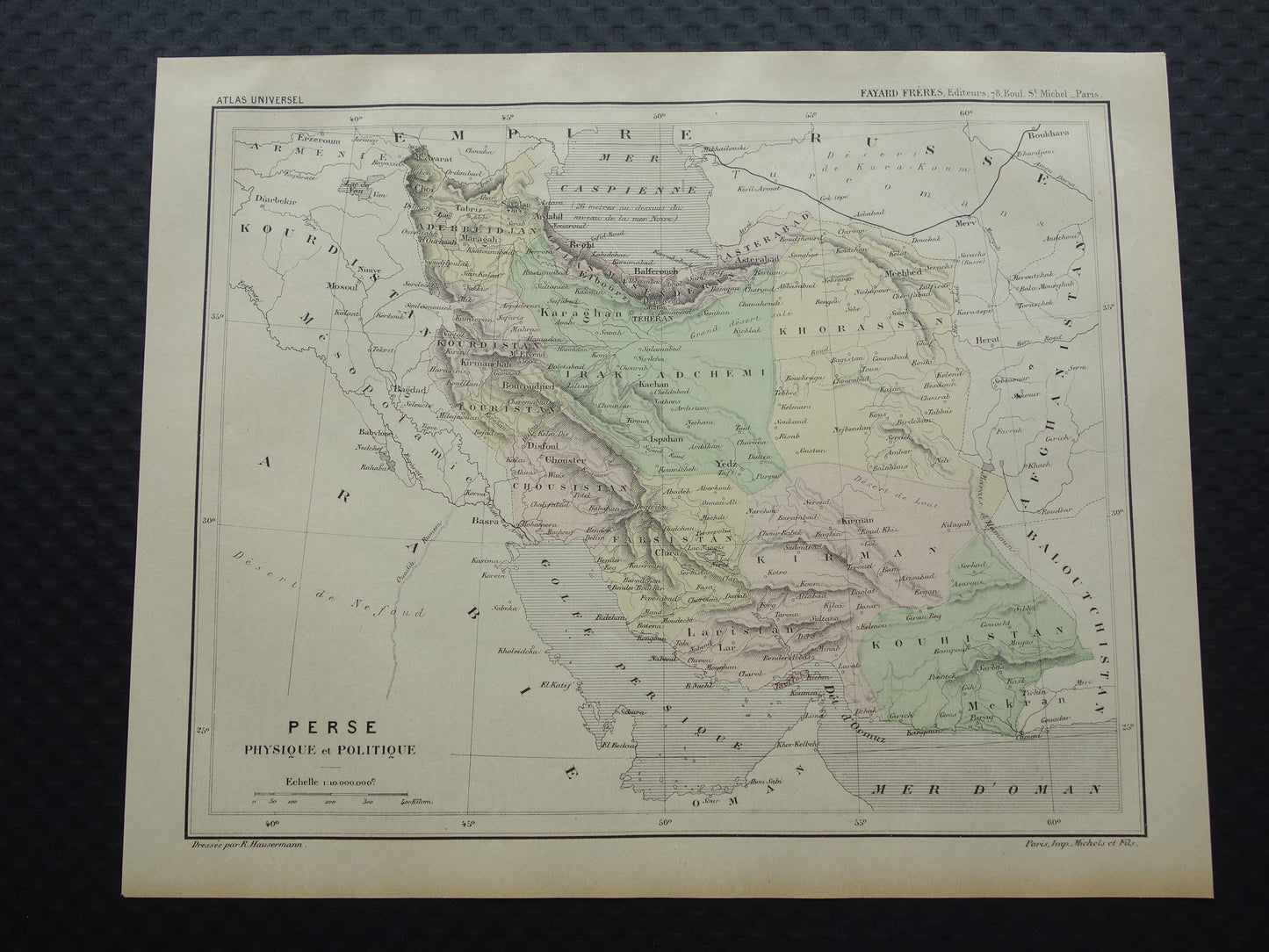IRAN old map from 1896 original antique vintage map of Persia Tehran