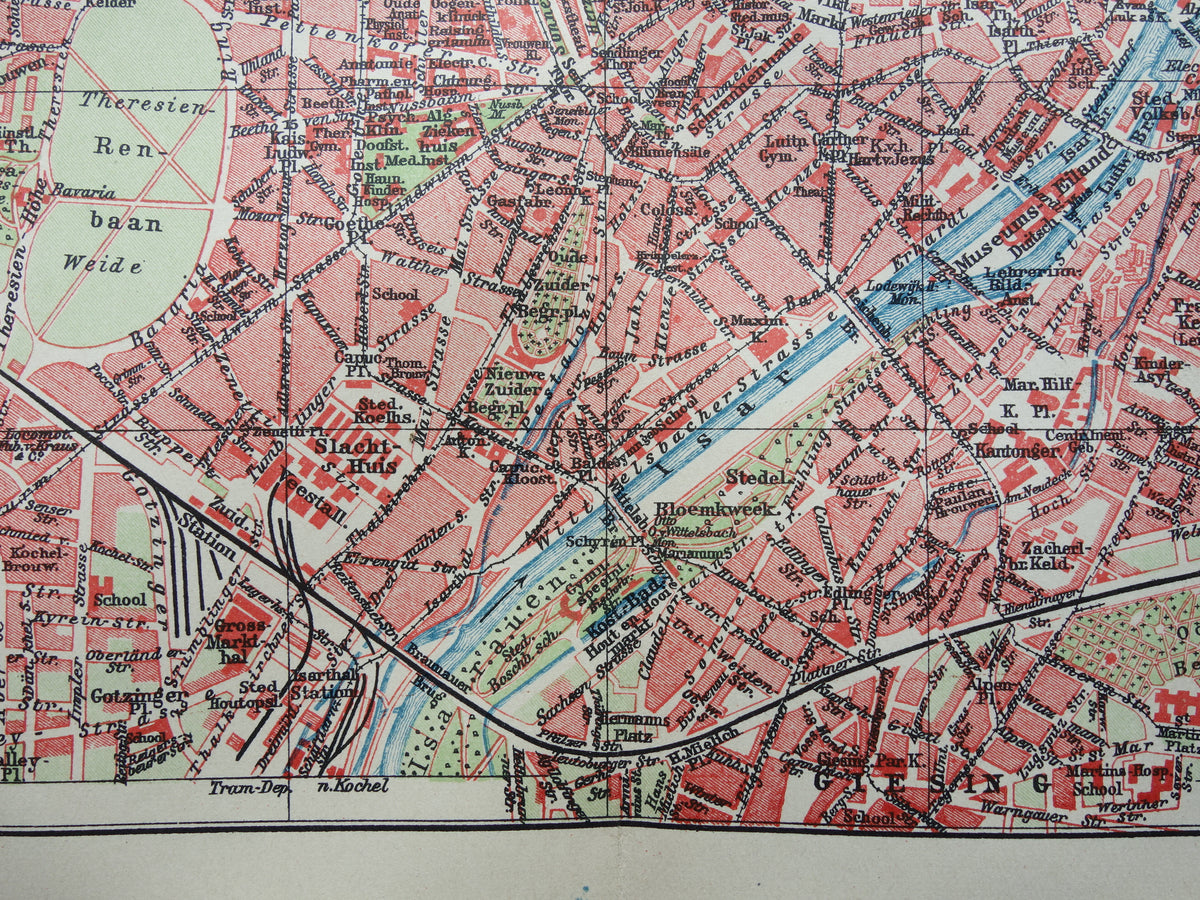 Munich antique map 100+ year old map of Munich Bavaria Germany from 1921 original vintage historical maps