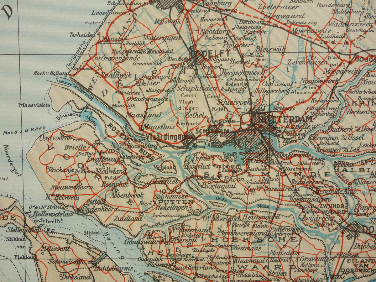 South Holland Vintage map of the province of South Holland from 1938 original old Dutch map