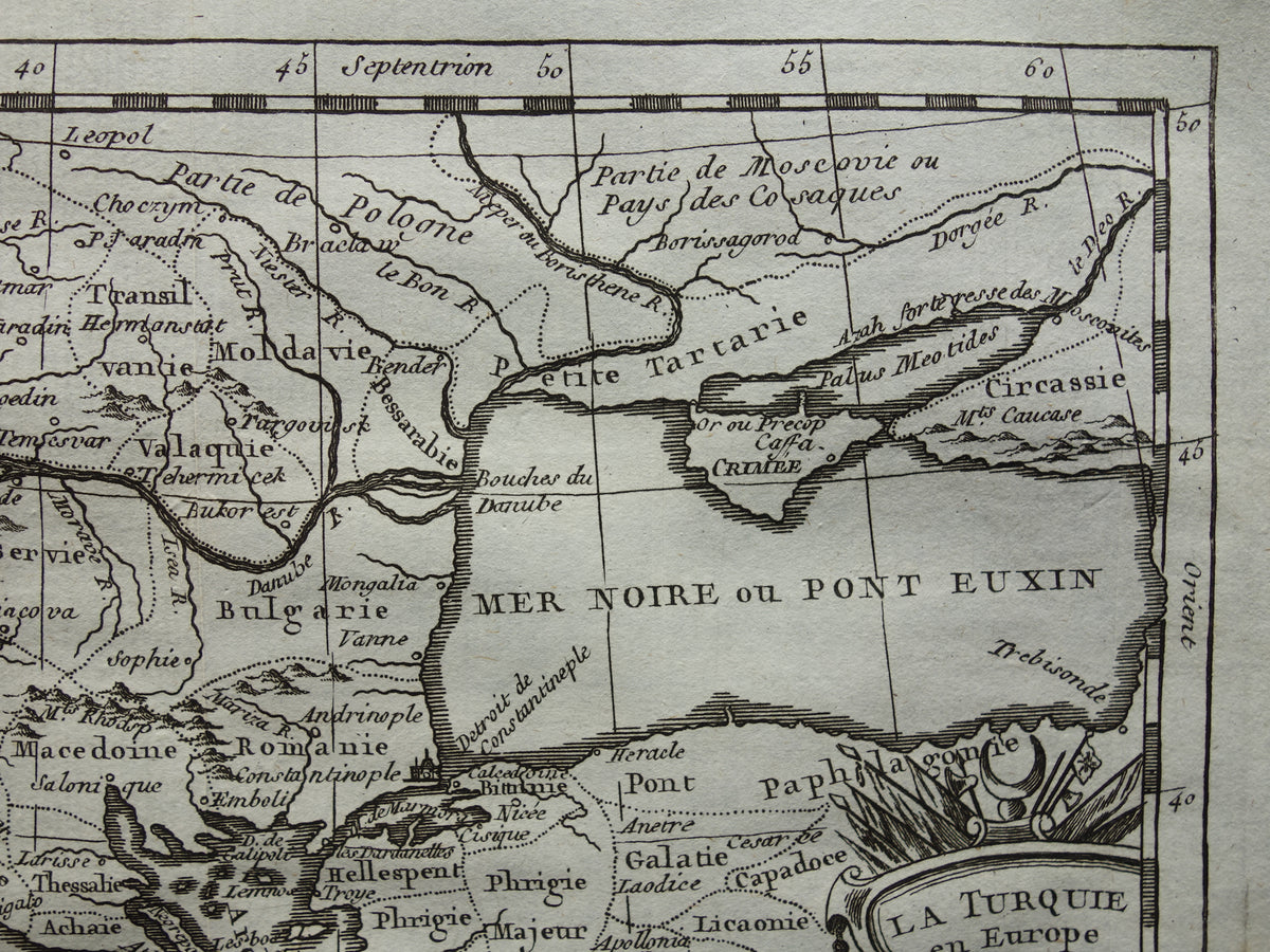 BALKAN oude kaart van Turkse Rijk in Europa uit 1759 originele antieke landkaart Griekenland Turkije klein formaat