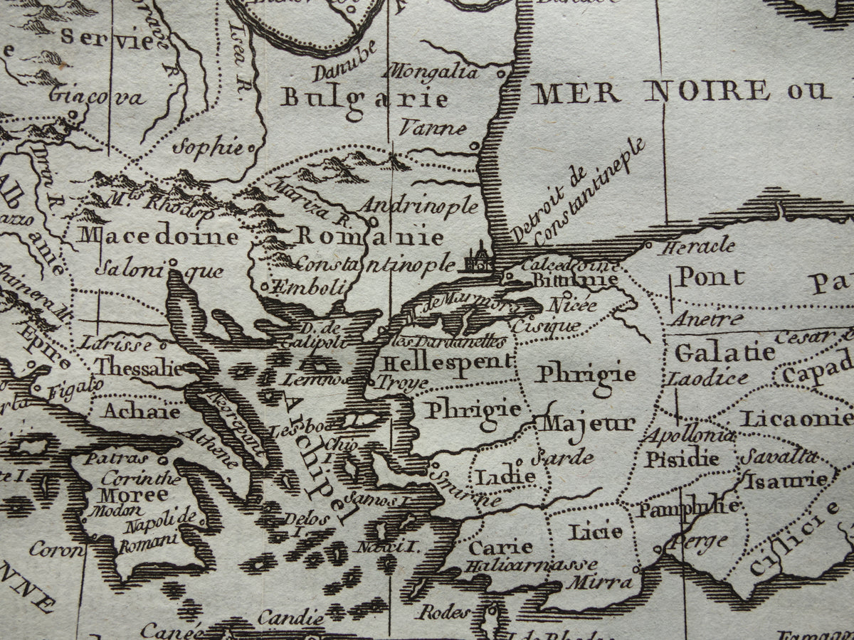 BALKAN oude kaart van Turkse Rijk in Europa uit 1759 originele antieke landkaart Griekenland Turkije klein formaat