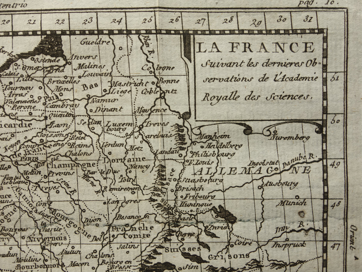 FRANKRIJK 265+ jaar oude kaart van Frankrijk uit 1759 originele antieke kaart klein formaat