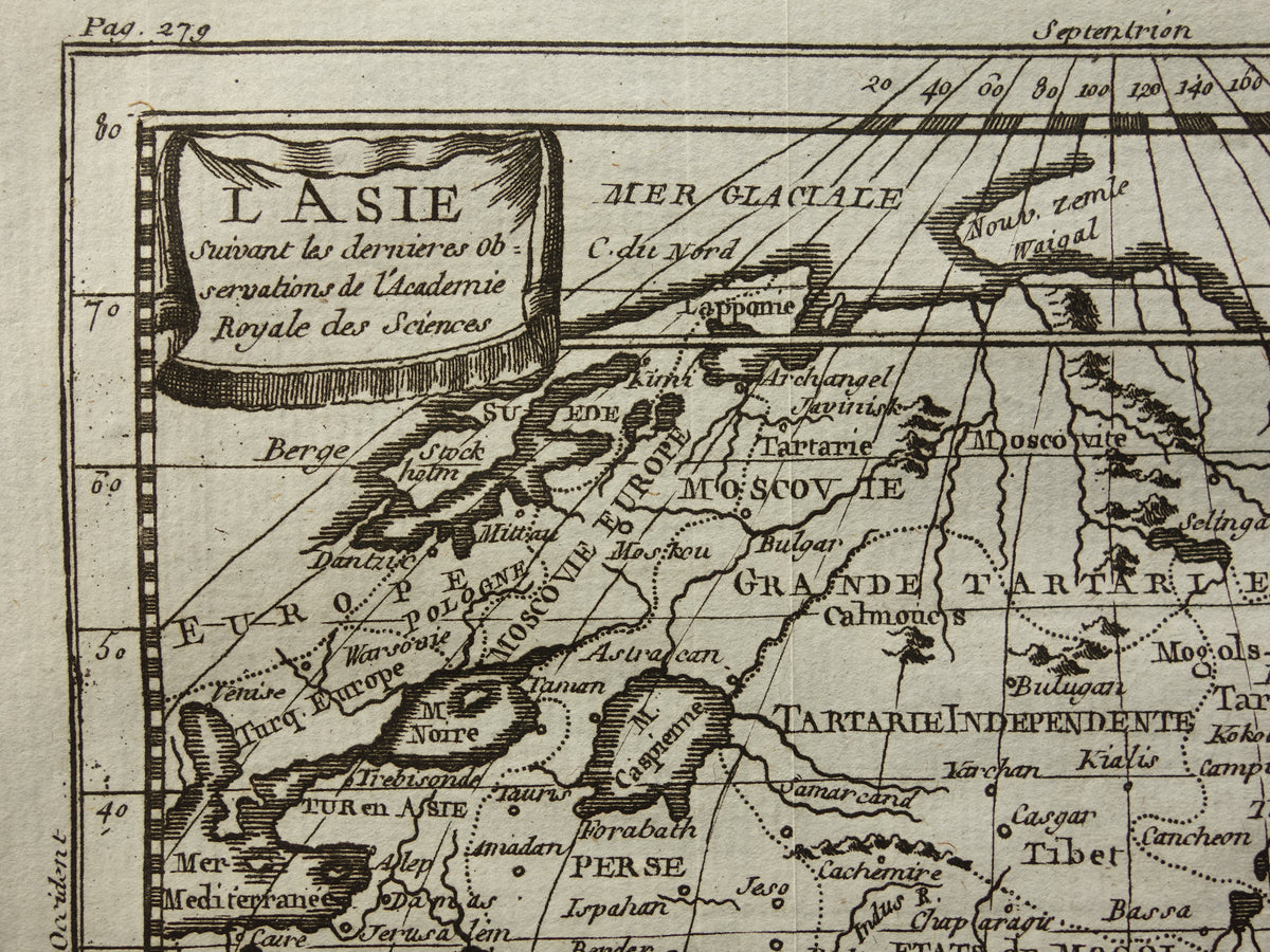 Azië 260+ jaar oude kaart van Azië uit 1759 originele antieke kaart continent Azië klein formaat