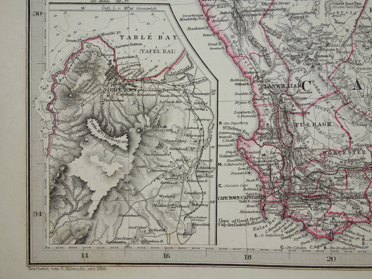 Old map of South Africa in 1886 Large original 140+ year antique map of Orange Free State Namibia Botswana Cape Colony Transvaal