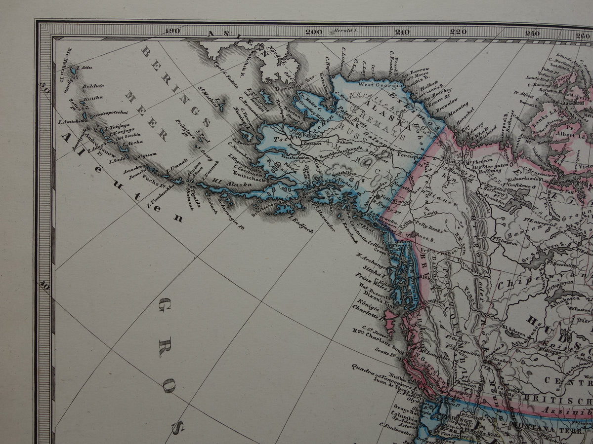 Old map of North America in 1876 Large original 150+ year old antique map of the USA Canada Mexico Greenland
