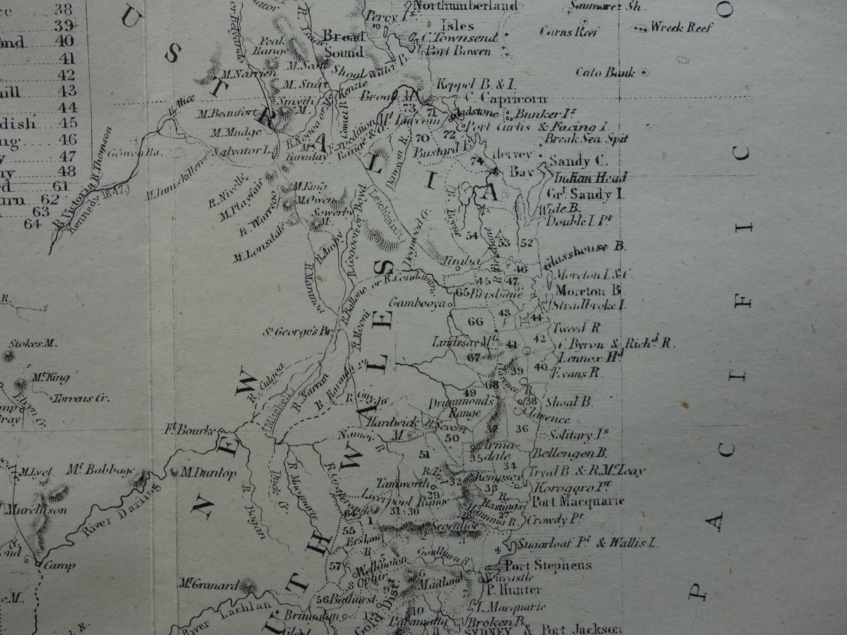 Australia old map from 1860 original antique map Australia John Rapkin - Vintage maps