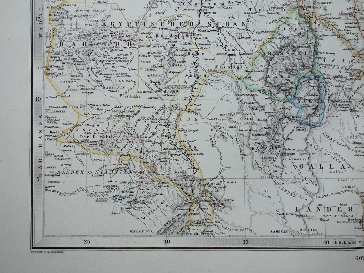 Saudi-Arabien Vintage Landkarte von Saudi-Arabien 1876 Original alte antike Karte Riad Dschidda
