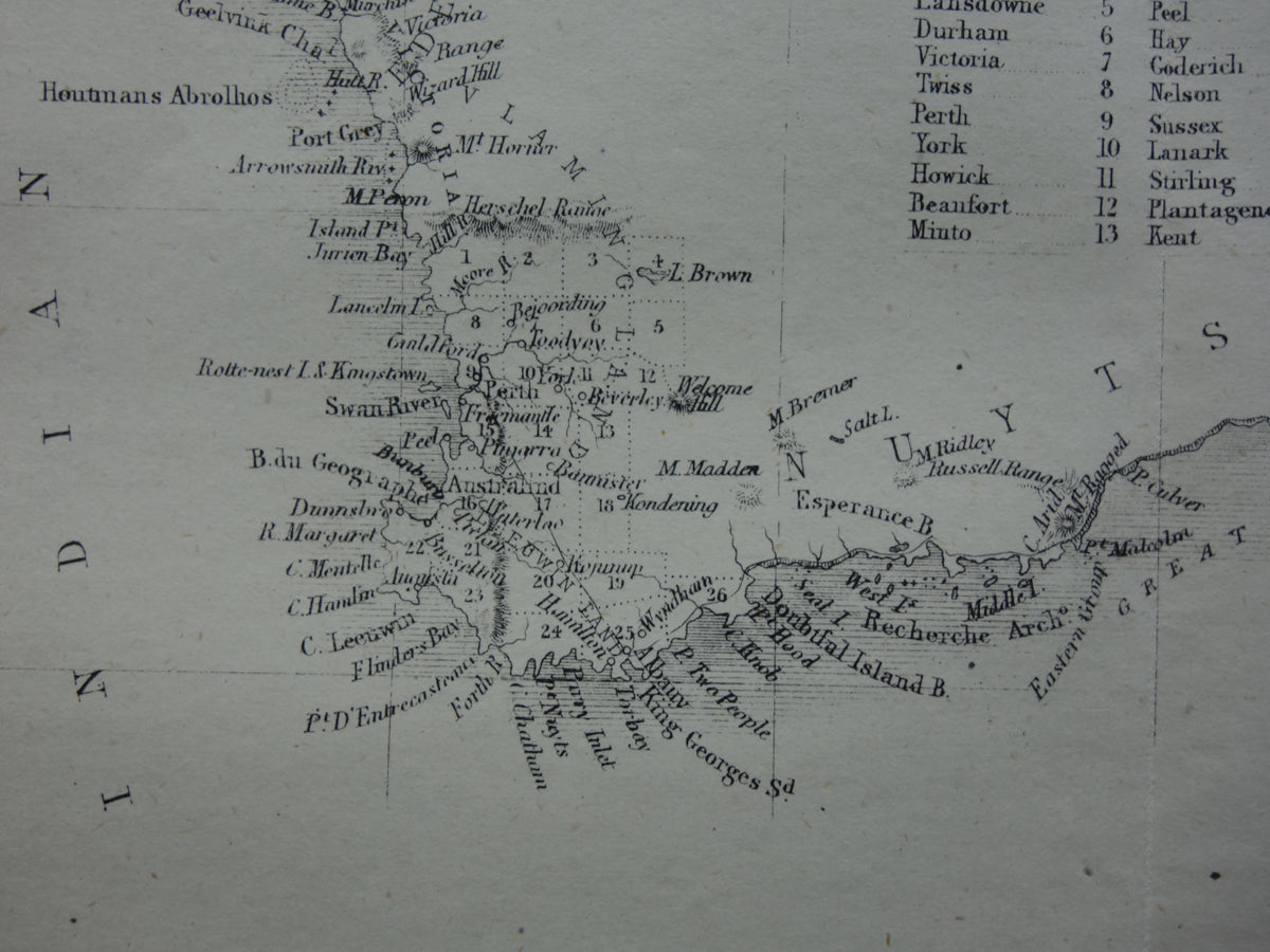 Australia old map from 1860 original antique map Australia John Rapkin - Vintage maps