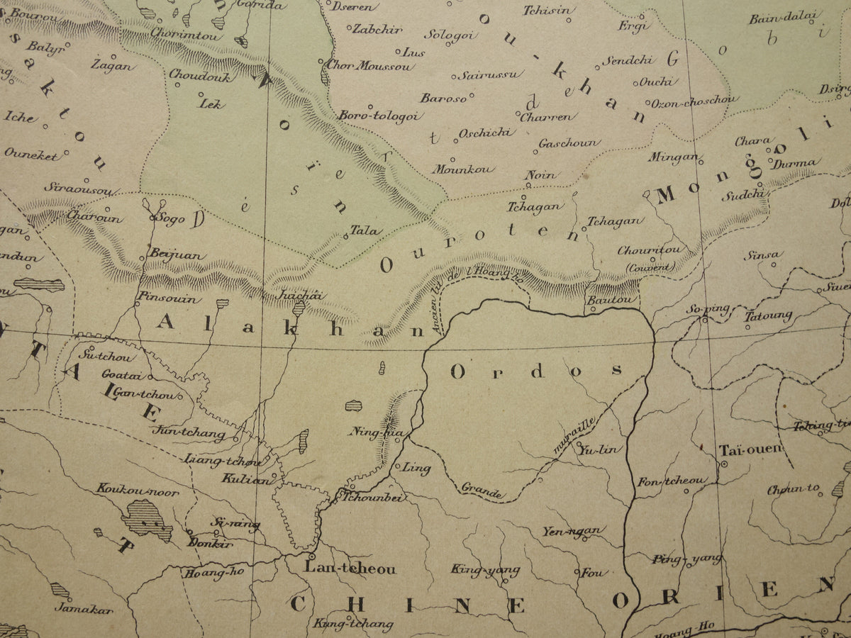 Mongolië Oude kaart van het Mongoliëuit het jaar 1896 historische landkaart oude vintage kaarten