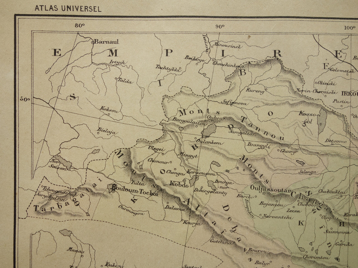 Mongolië Oude kaart van het Mongoliëuit het jaar 1896 historische landkaart oude vintage kaarten