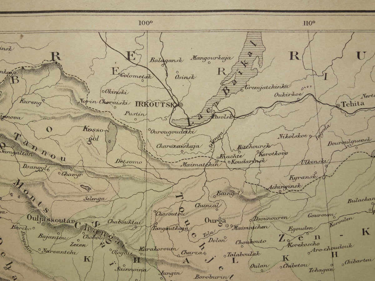 Mongolië Oude kaart van het Mongoliëuit het jaar 1896 historische landkaart oude vintage kaarten