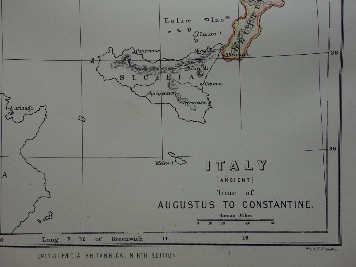 Italië set van 2 antieke kaarten geschiedenis Italië - Romeinse Rijk Augustus tot Constantijn & Italië voor 1797 - oude kaart