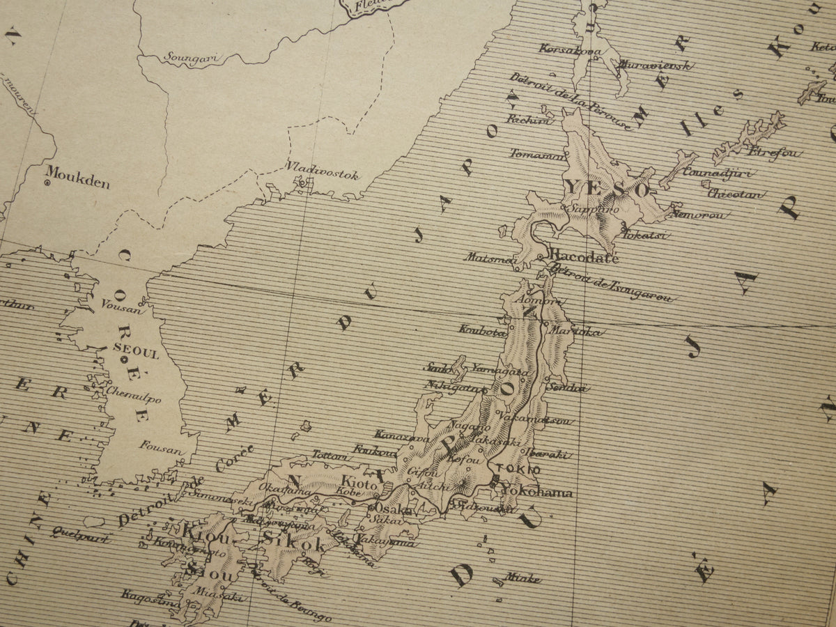 JAPAN Old map of the Japanese Empire from the year 1896 historical map Japan old vintage maps