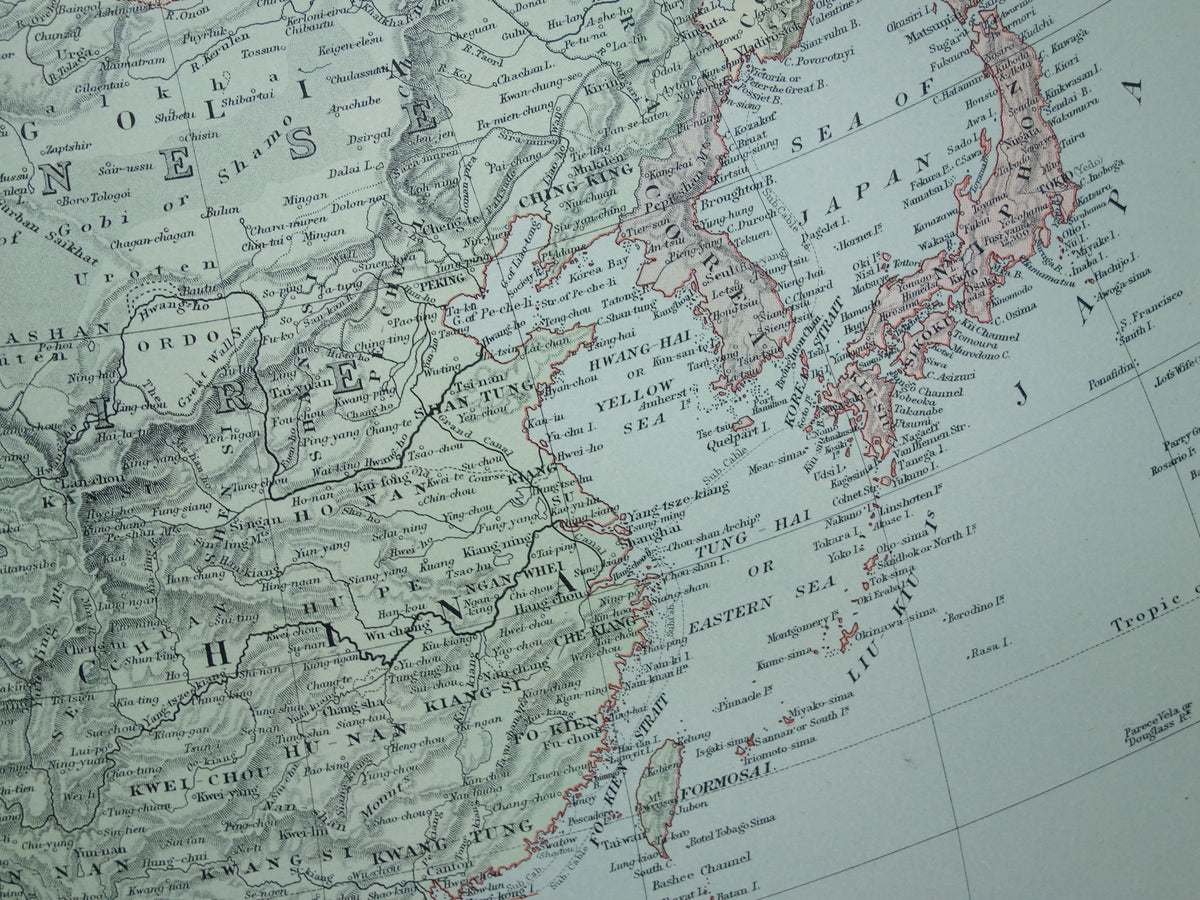 ASIA Large map of Asia from 1890 Antique English map